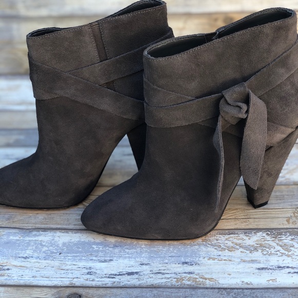 Nine West Shoes - Nine West Acesso Pointy Toe Natural Suede Booties